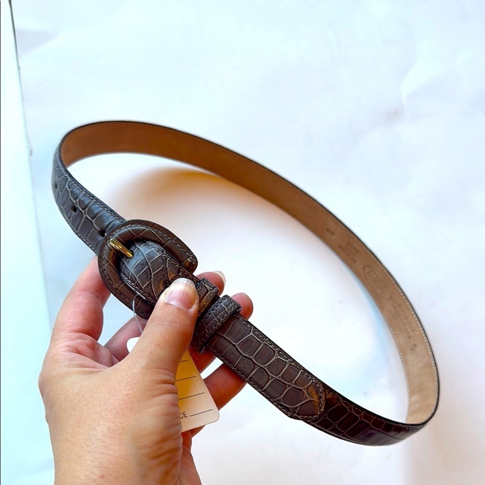 Talbots Elegant Gray Crocodile Pattern Leather Be… - image 1